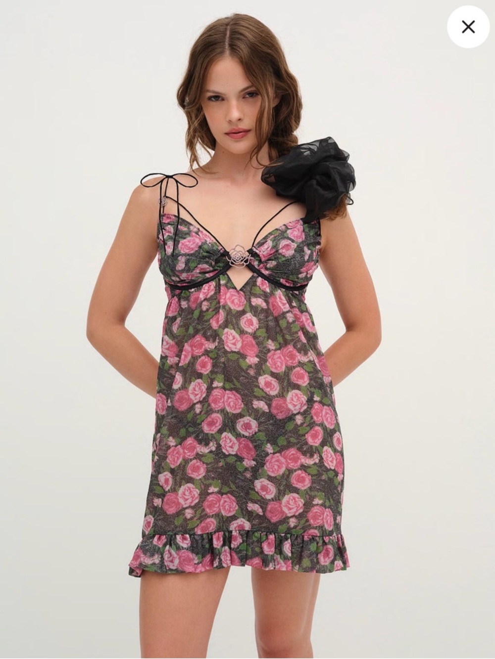 Floral Pink Rose Print Slip Dress size L